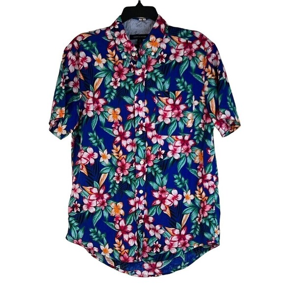 Tommy Hilfiger Men's S/D Custom Fit Tropical Front Pocket Button Up Shirt Size M - Picture 1 of 7
